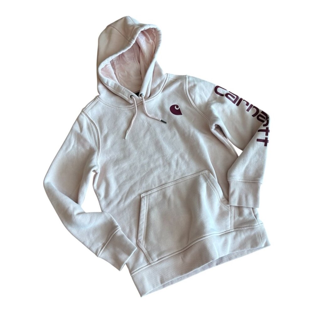 Women's Carhartt Sweatshirt Hoodie, Size S (4-6) Oversized, Blemish Free, Pink